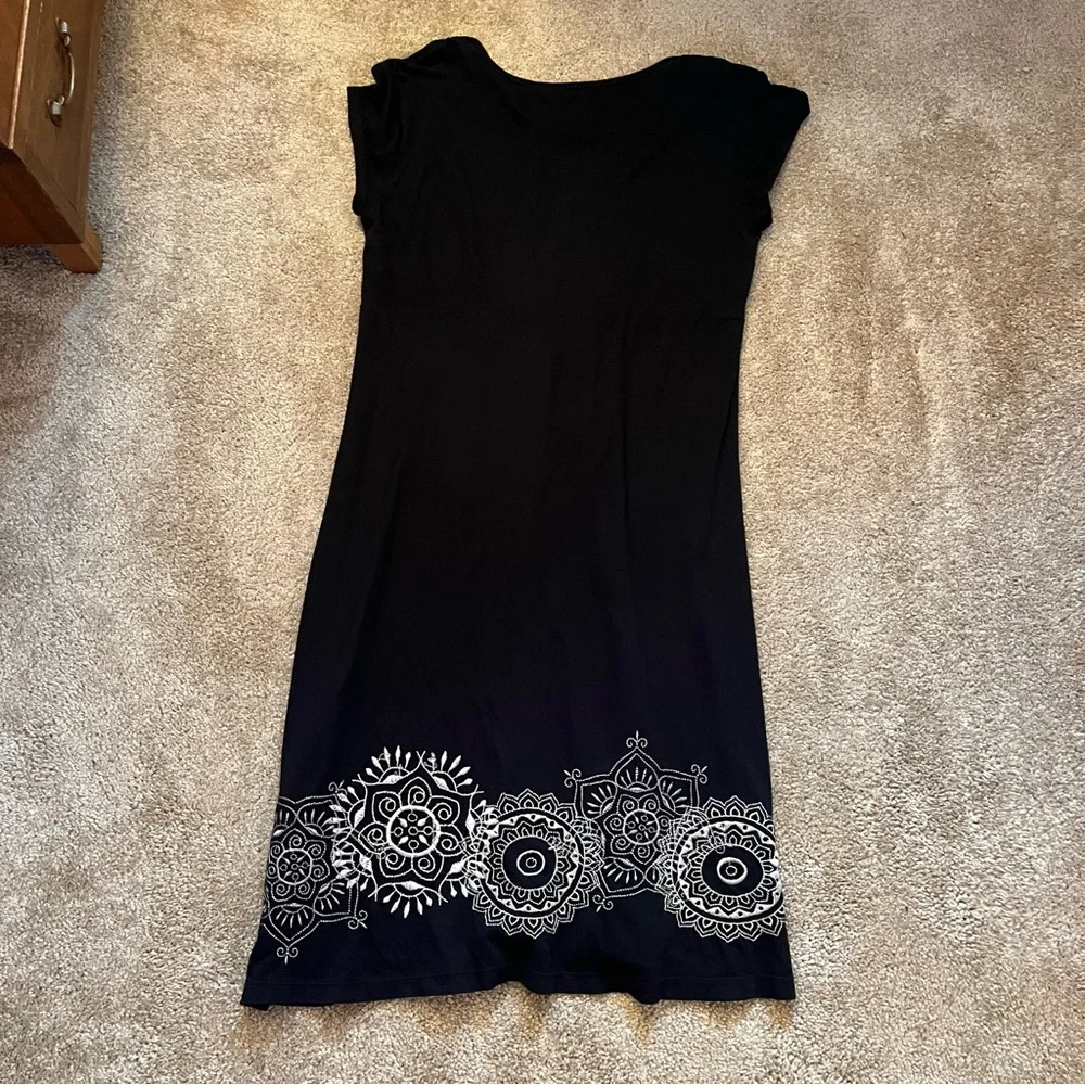 Johnny Was Black Dress with White Embroidery - Picture 2 of 4